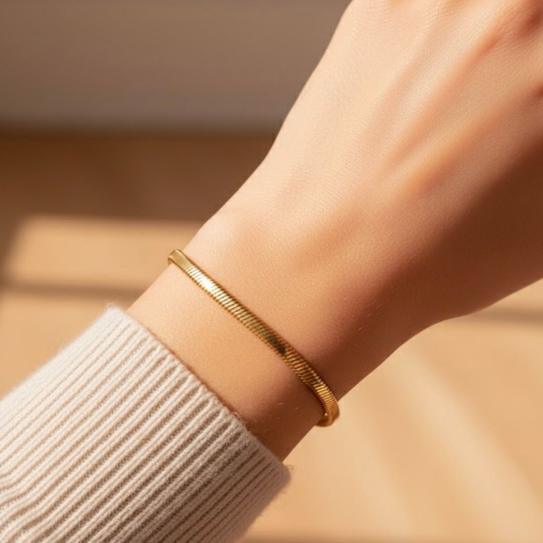 Edelstahl Flachglieder Damenarmband