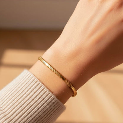 Edelstahl Flachglieder Damenarmband