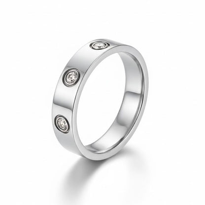 Edelstahl 6 Zirkoniasteine Damenring