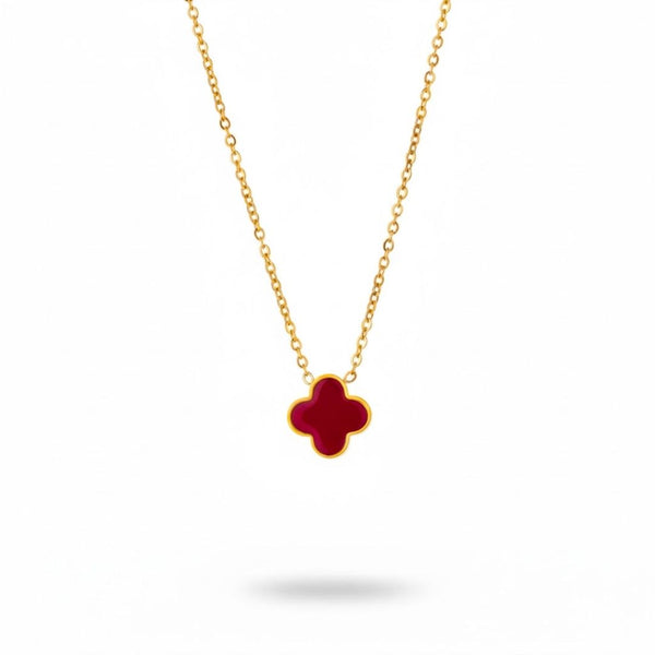 Edelstahl Clover Kette in Schwarz