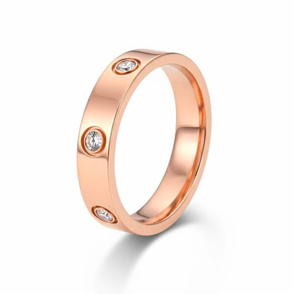 Edelstahl 6 Zirkoniasteine Damenring