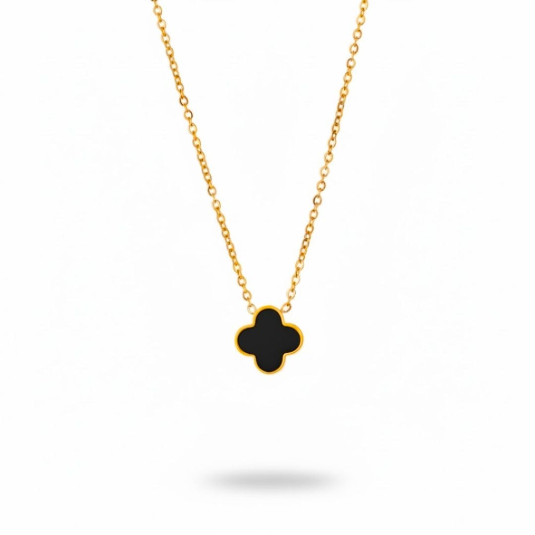 Edelstahl Clover Kette in Schwarz