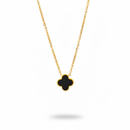 Edelstahl Clover Kette in Schwarz