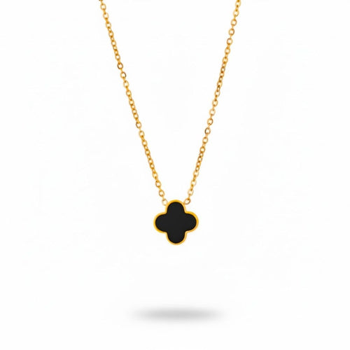 Edelstahl Clover Kette in Schwarz