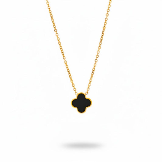 Edelstahl Clover Kette in Schwarz