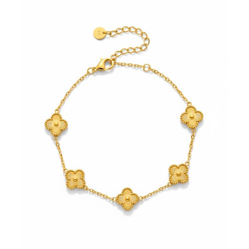 Edelstahl Goldenes Kleeblatt Damenarmband