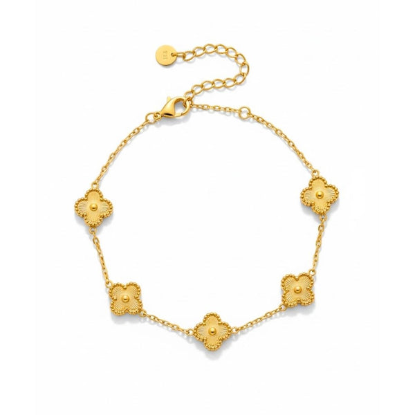 Edelstahl Goldenes Kleeblatt Damenarmband