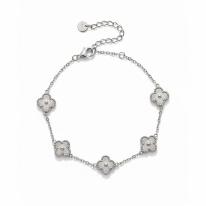 Edelstahl Silbernes Kleeblatt Damenarmband