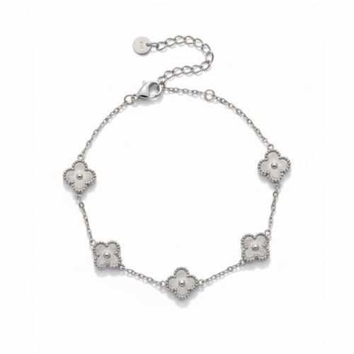 Edelstahl Silbernes Kleeblatt Damenarmband