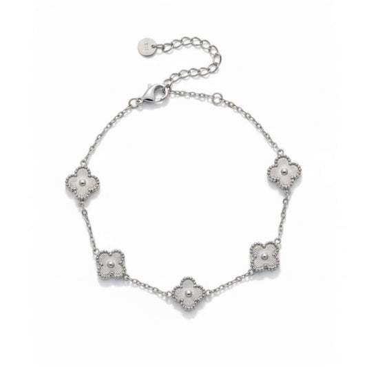 Edelstahl Silbernes Kleeblatt Damenarmband