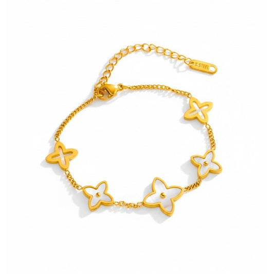 Edelstahl Blumeninlay Damenarmband