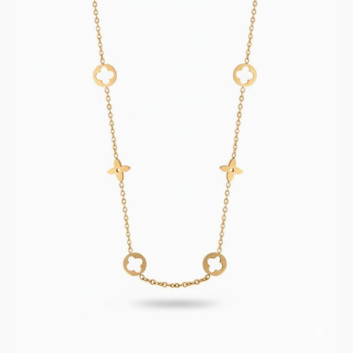 Edelstahl Offene Kleeblatt Damenkette