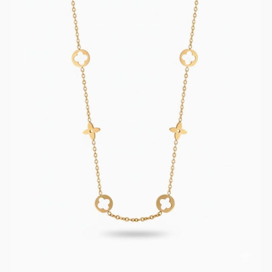 Edelstahl Offene Kleeblatt Damenkette