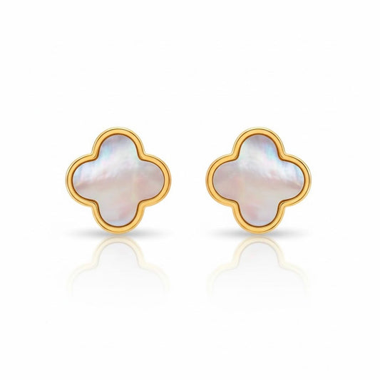 Edelstahl Weiße Kleeblatt Ohrringe