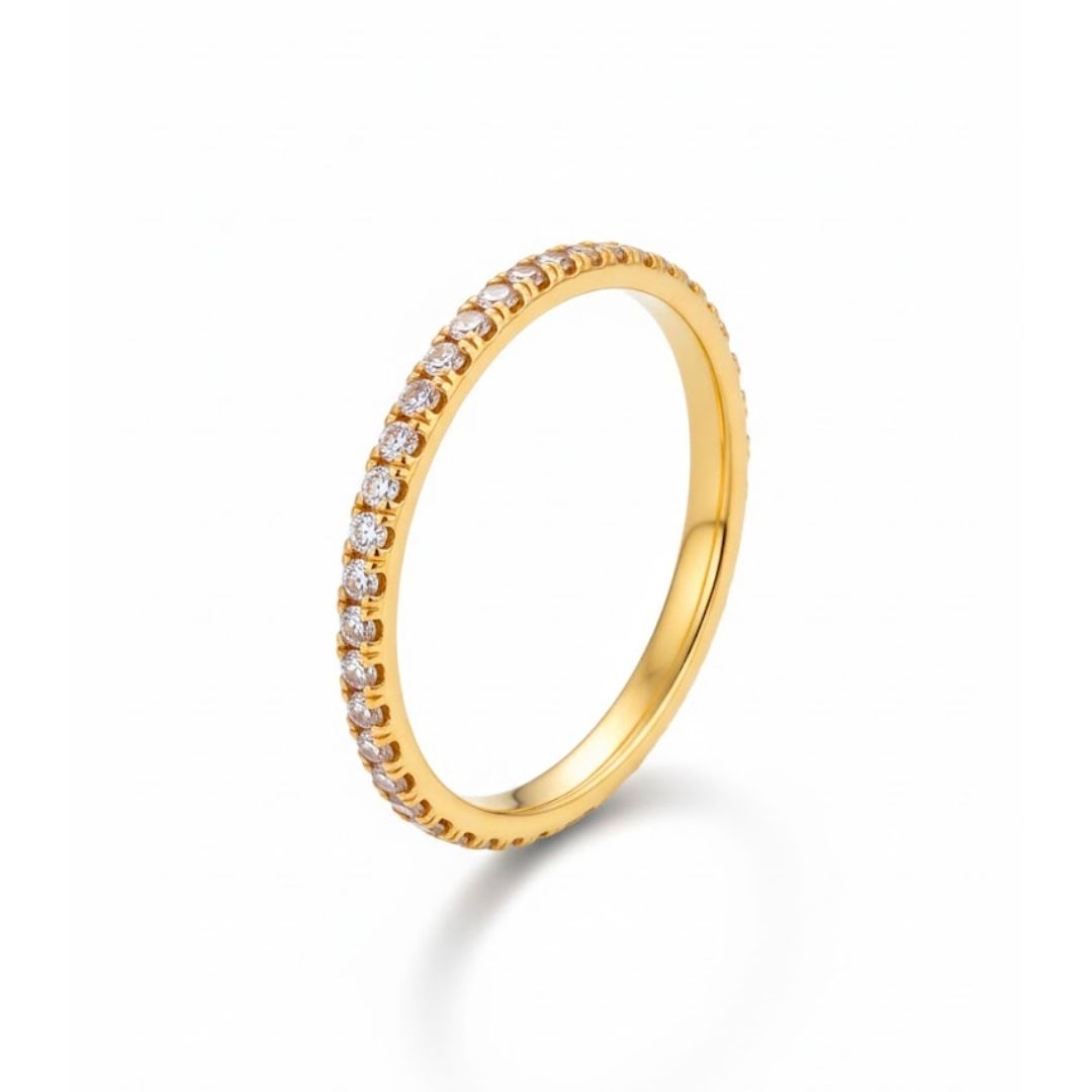 Edelstahl Halbzirkonia Damenring