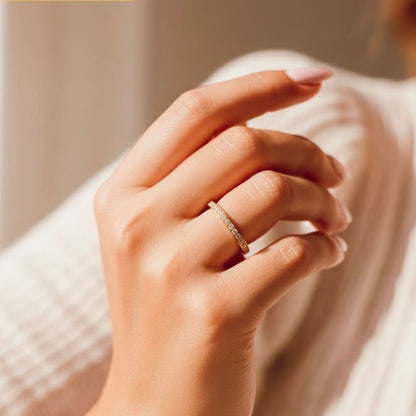 Edelstahl Halbzirkonia Damenring