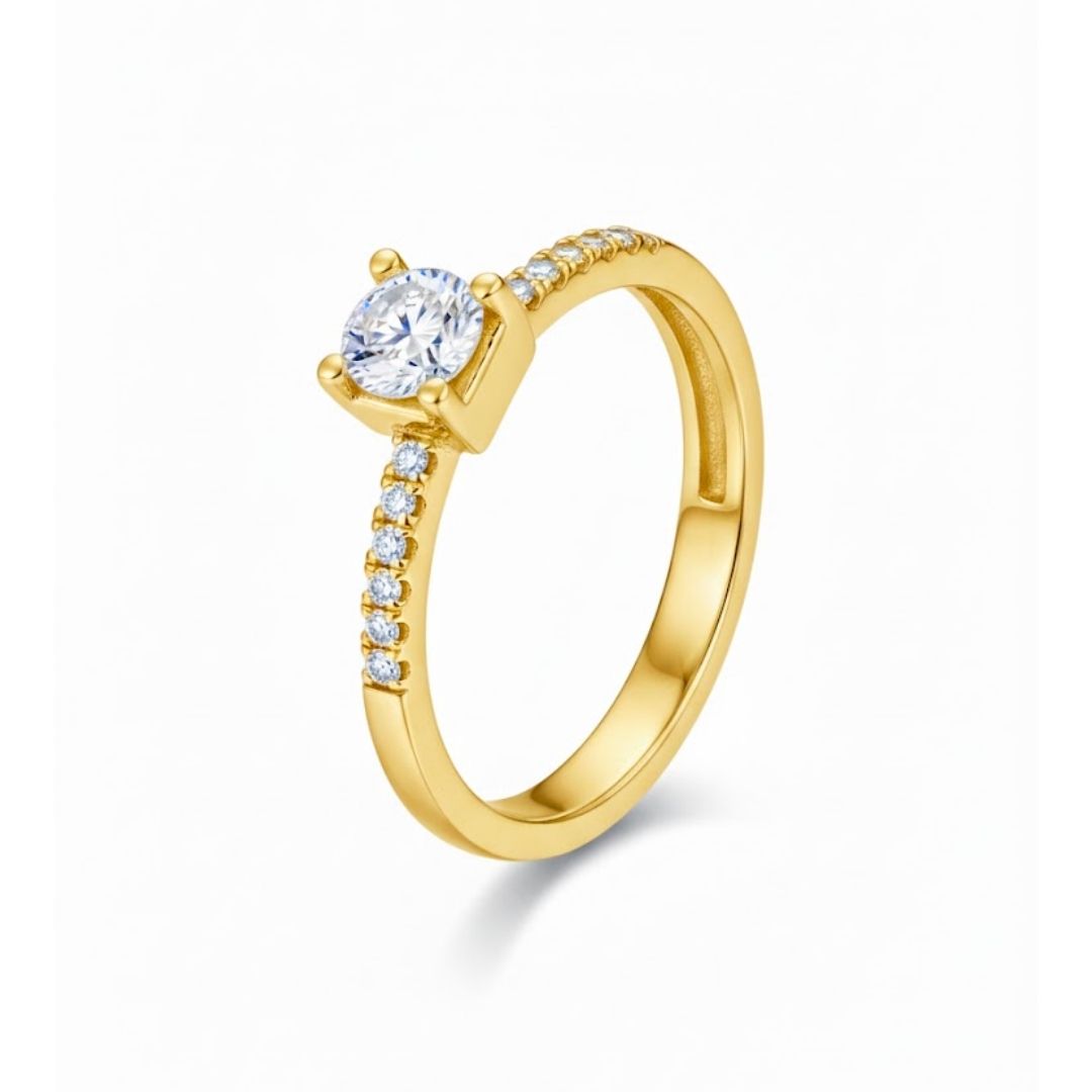 Edelstahl Vierkrappen Zirkonia Damenring