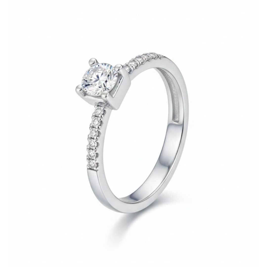 Edelstahl Vierkrappen Zirkonia Damenring