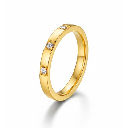 Edelstahl Dreifach Zirkonia Damenring