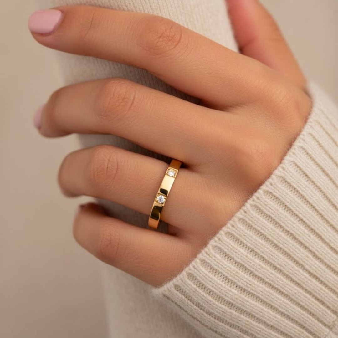 Edelstahl Dreifach Zirkonia Damenring