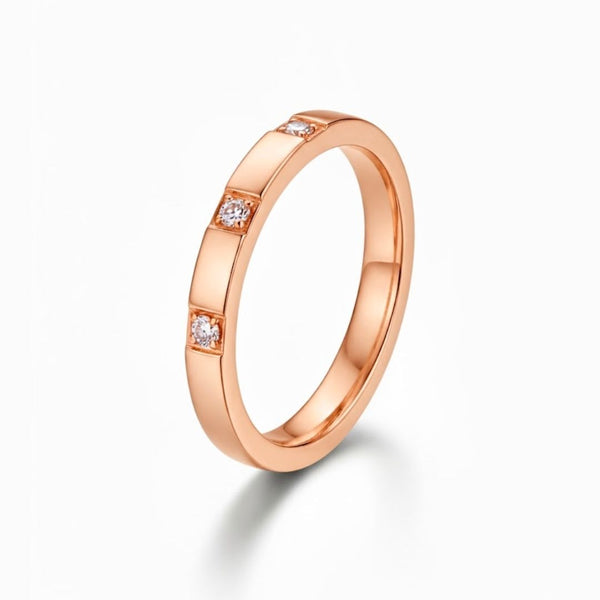 Edelstahl Dreifach Zirkonia Damenring