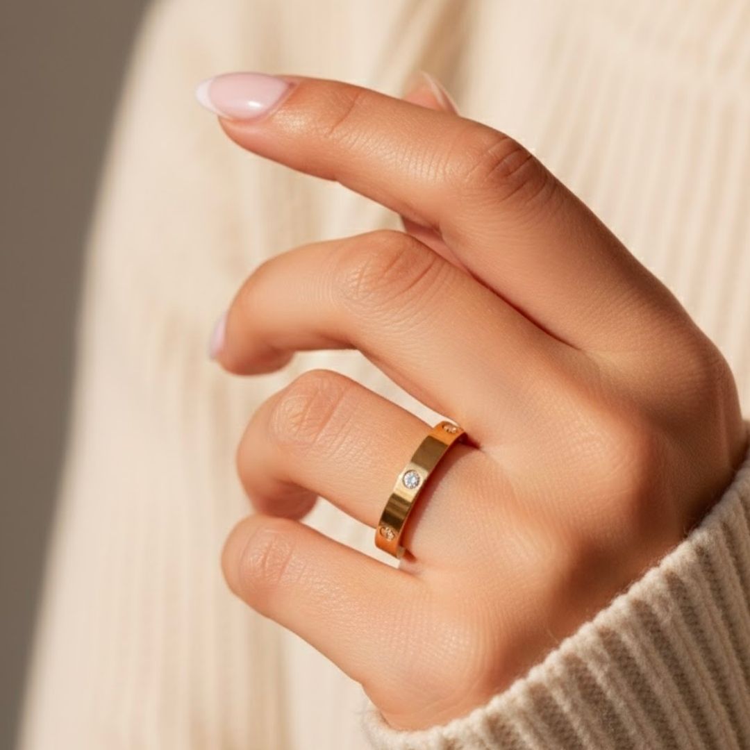 Edelstahl Einzelstein Damenring