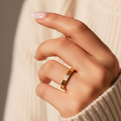 Edelstahl Einzelstein Damenring