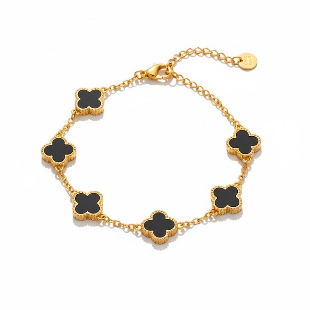 Edelstahl Clover Damenarmband in Schwarz