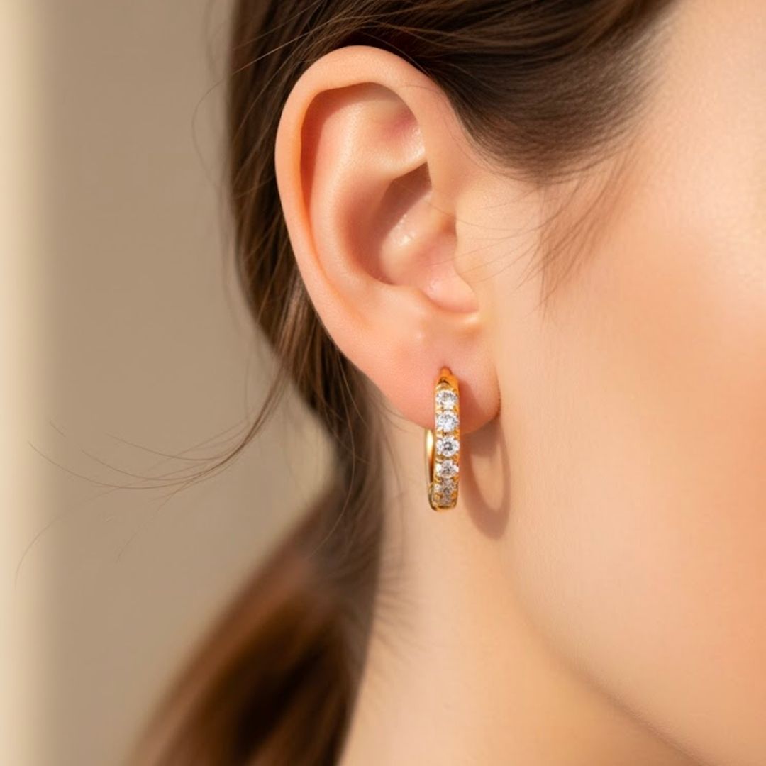 Edelstahl Halbzirkonia Mini Creolen