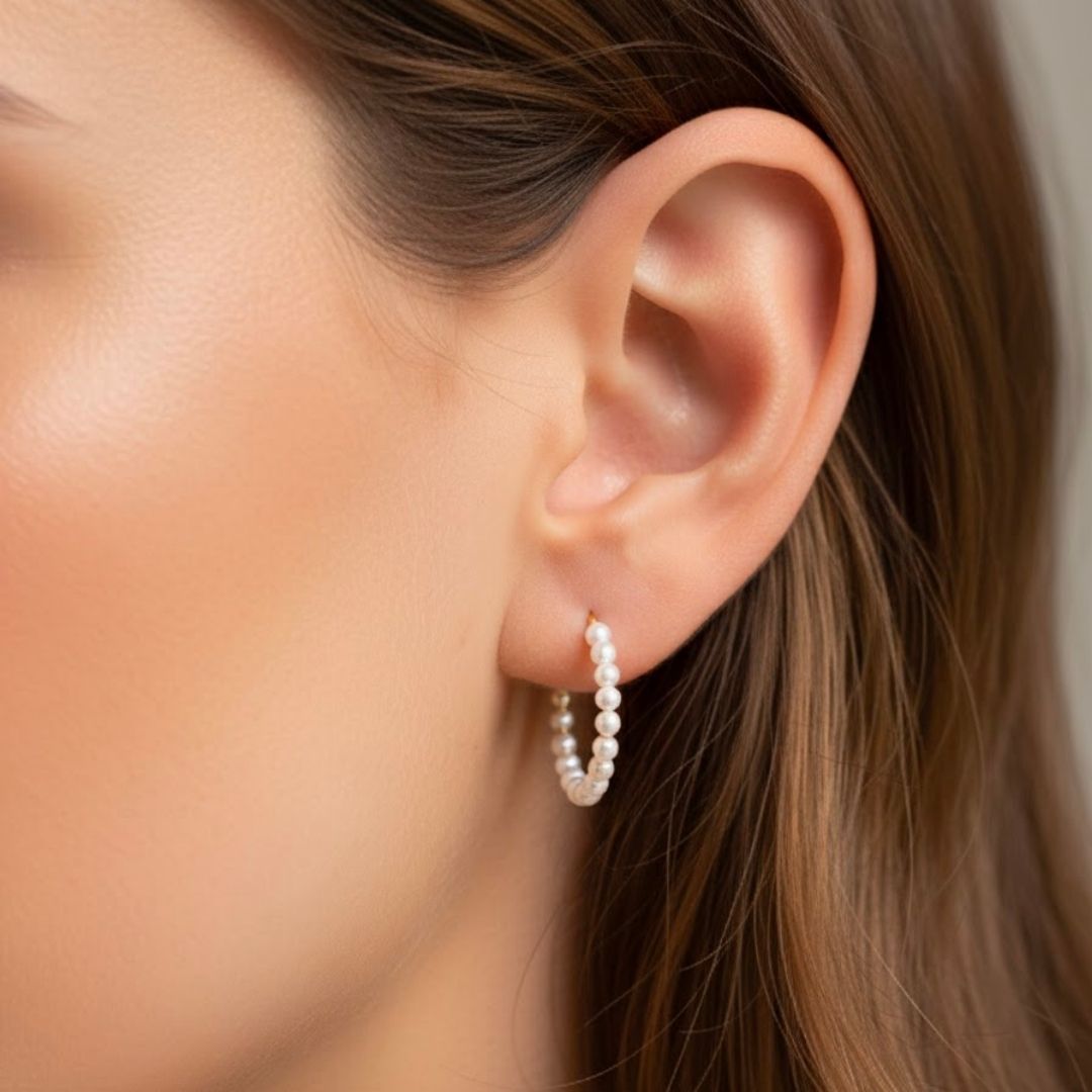 Edelstahl Süßwasserperlen Mini-Creolen