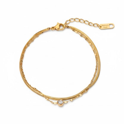 18K Double-Layer Zircon Bracelet (Edelstahl)