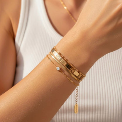 18K Double-Layer Zircon Bracelet (Edelstahl)